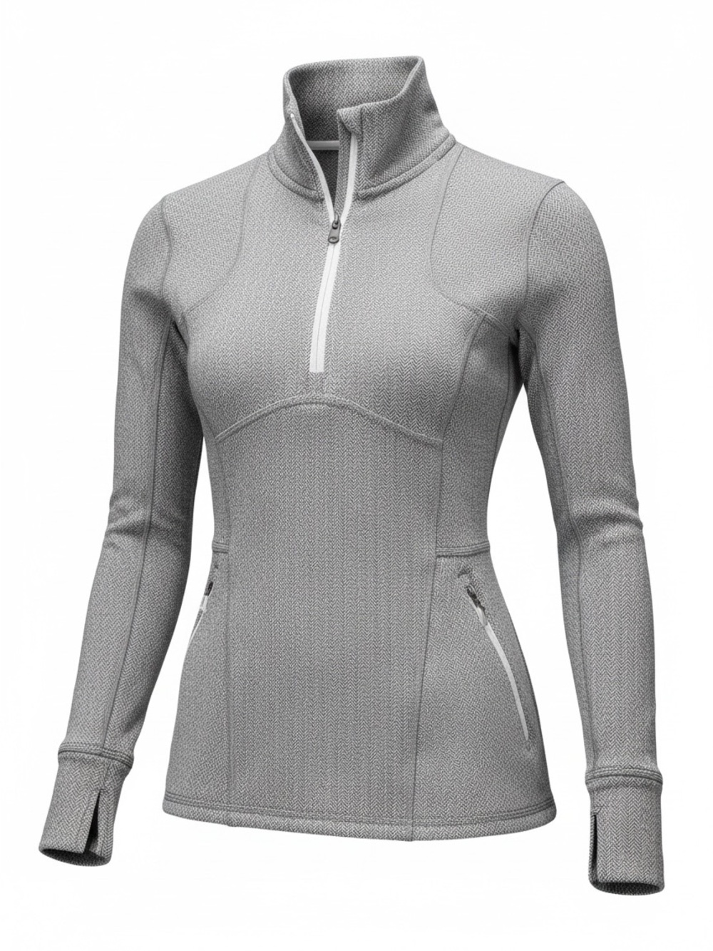 lululemon athletica Herringbone Kanto Catch Me Light Gray Quarter-Zip Pullover 4